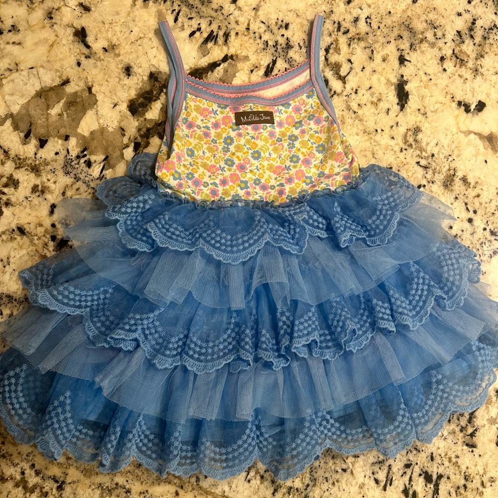 Matilda Jane Floral and Blue Tulle Dress